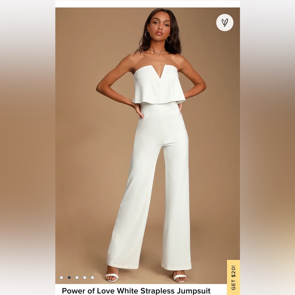 NWT Lulus Strapless white jumpsuit - size M